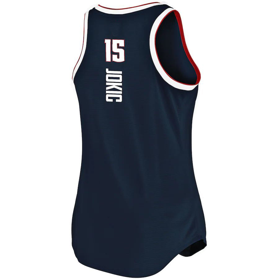 D.Nuggets #15 Nikola Jokic Supporters Branded 2019-20 Fast Break Team Tank Jersey Icon Edition Navy Stitched American Basketball Jersey