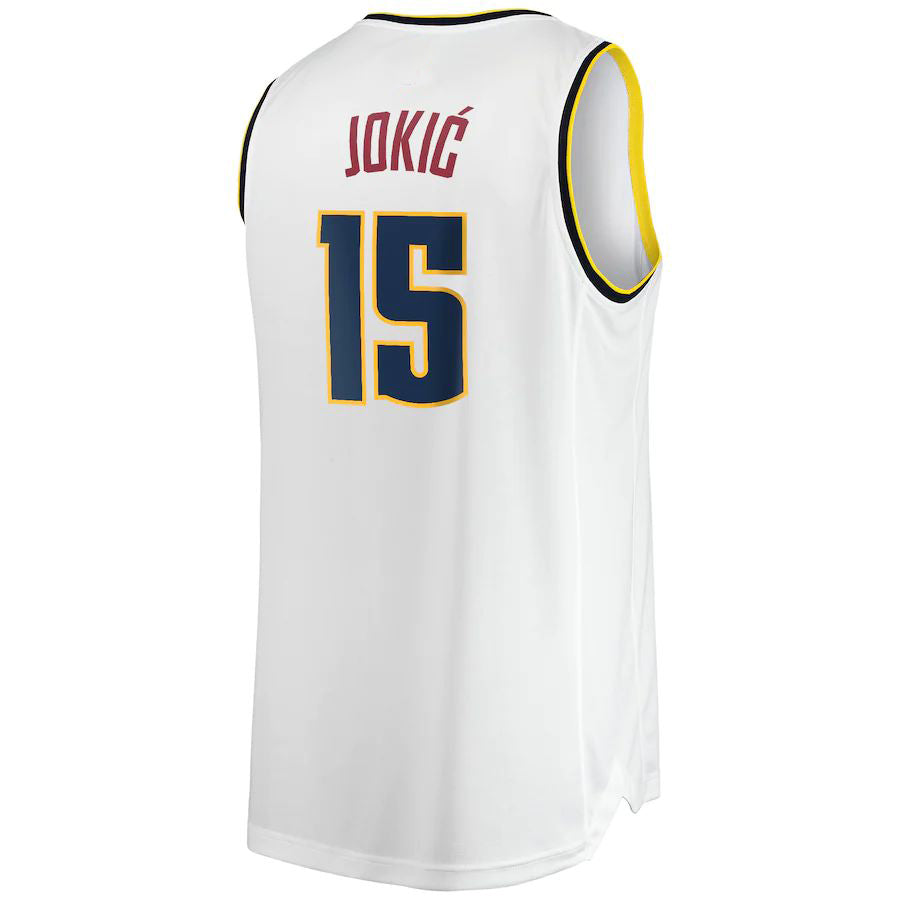 D.Nuggets #15 Nikola Jokic Supporters Branded 2021-22 Fast Break Replica Player Jersey White Association Edition Stitched American Basketball Jersey