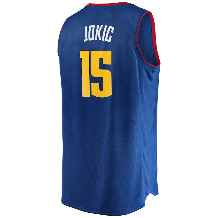 D.Nuggets #15 Nikola Jokic Supporters Branded Fast Break Replica Player Jersey Statement Edition  Blue Stitched American Basketball Jersey