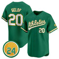 Oakland Athletics #20 Zack Gelof Green 2024 Limited With Rickey Henderson Patch Stitched Baseball Jersey