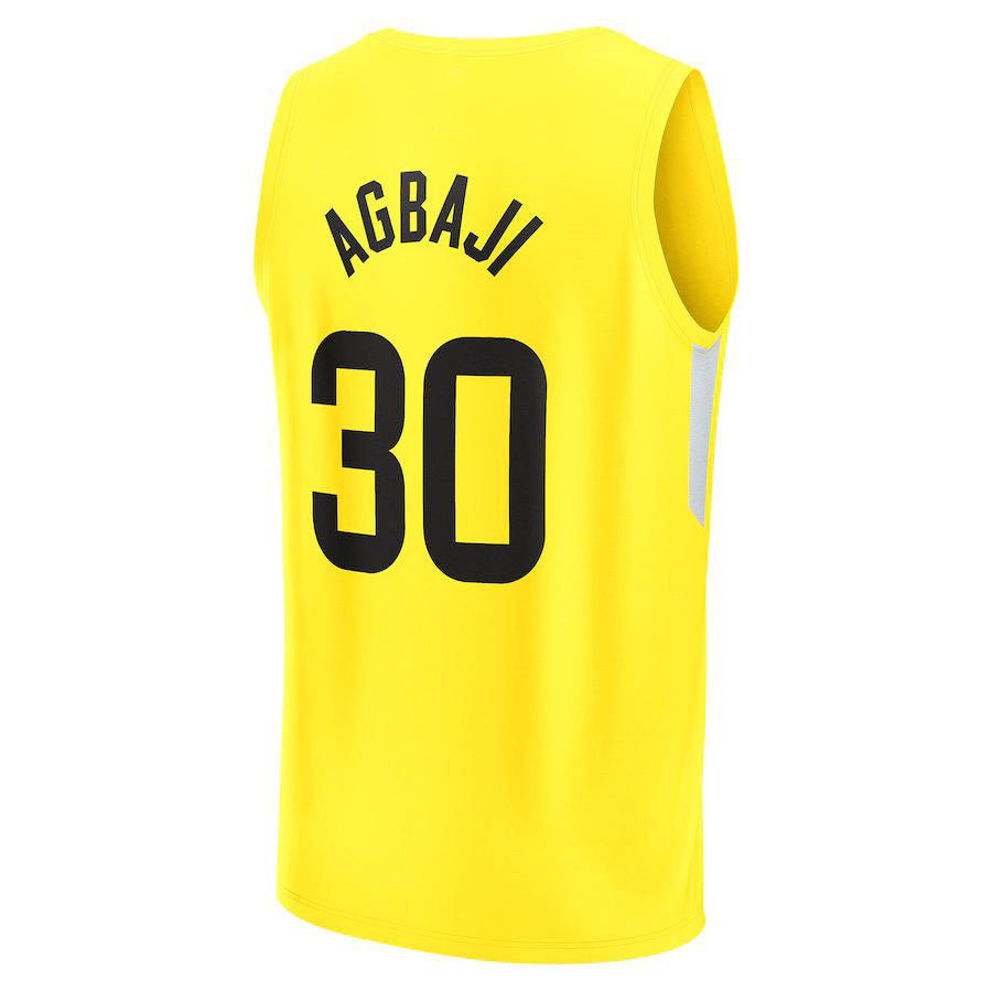 U.Jazz #30 Ochai Agbaji Supporters Branded 2022-23 Fast Break Replica Player Jersey Icon Edition Yellow Stitched American Basketball Jersey
