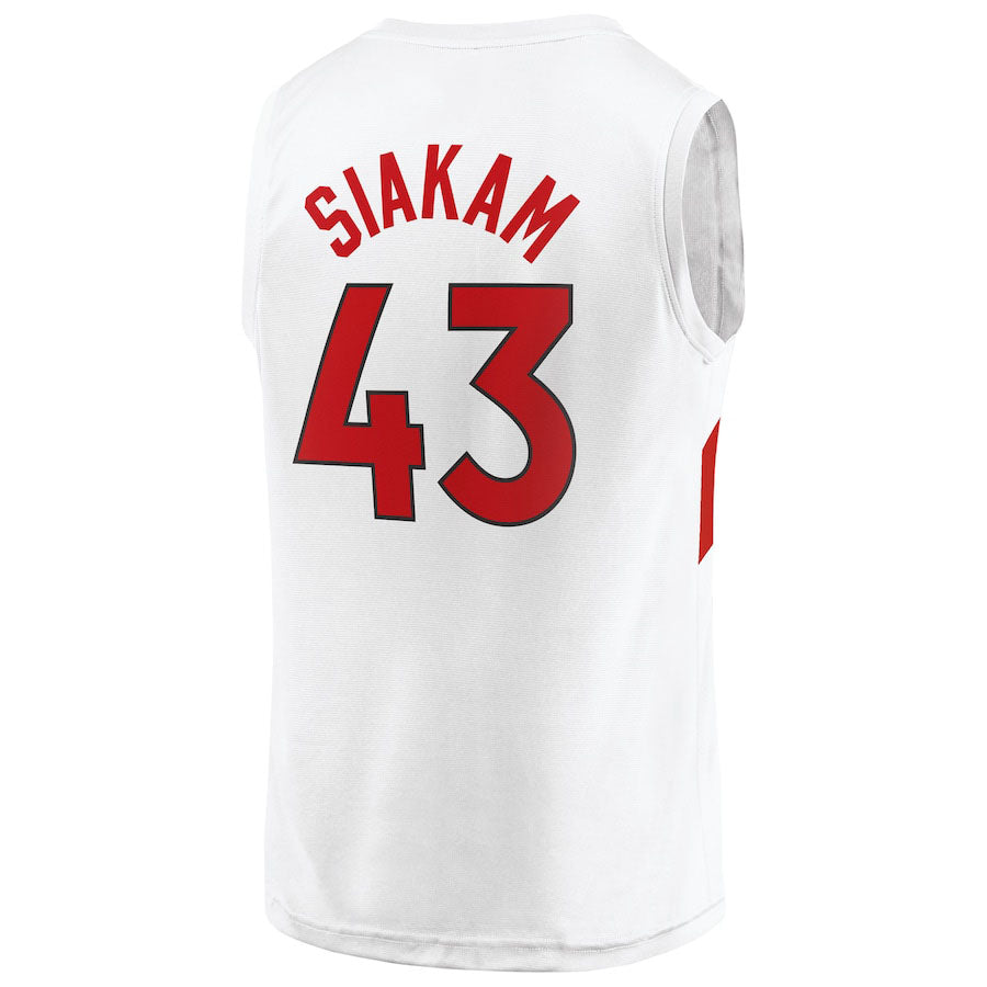 T.Raptors #43 Pascal Siakam Supporters Branded 2020-21 Fast Break Replica Player Jersey Association Edition White Stitched American Basketball Jersey