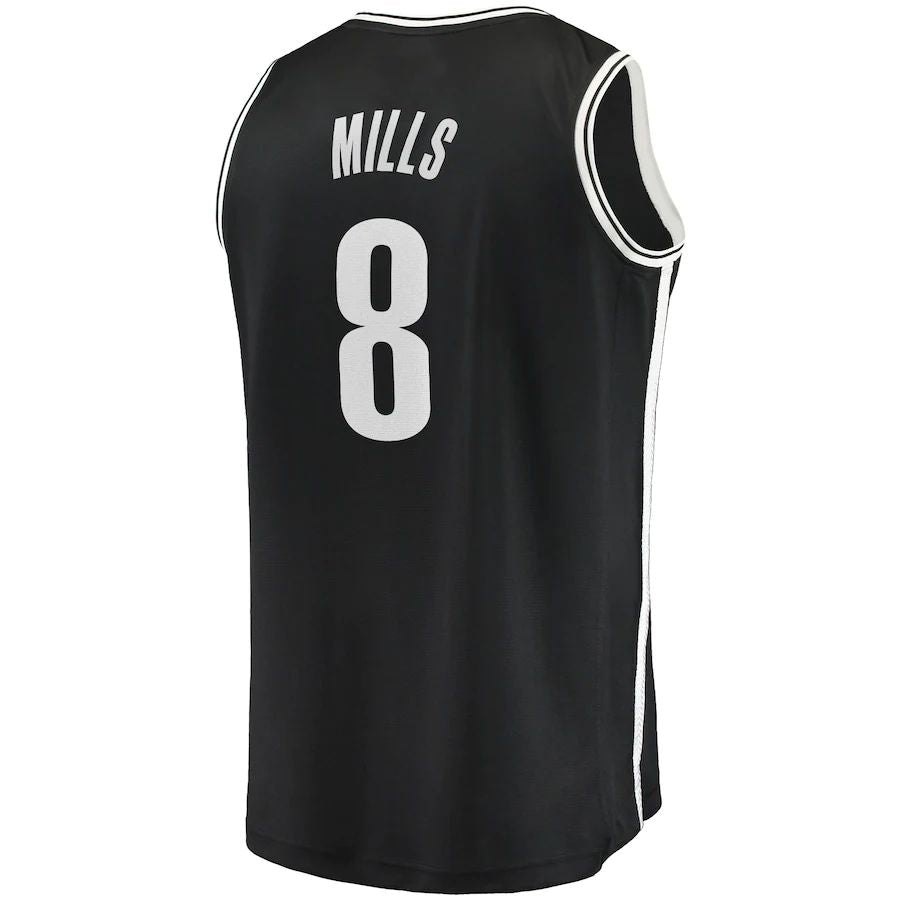 B.Nets #8 Patty Mills Supporters Branded 2021-22 Fast Break Replica Jersey Icon Edition Black Stitched American Basketball Jersey