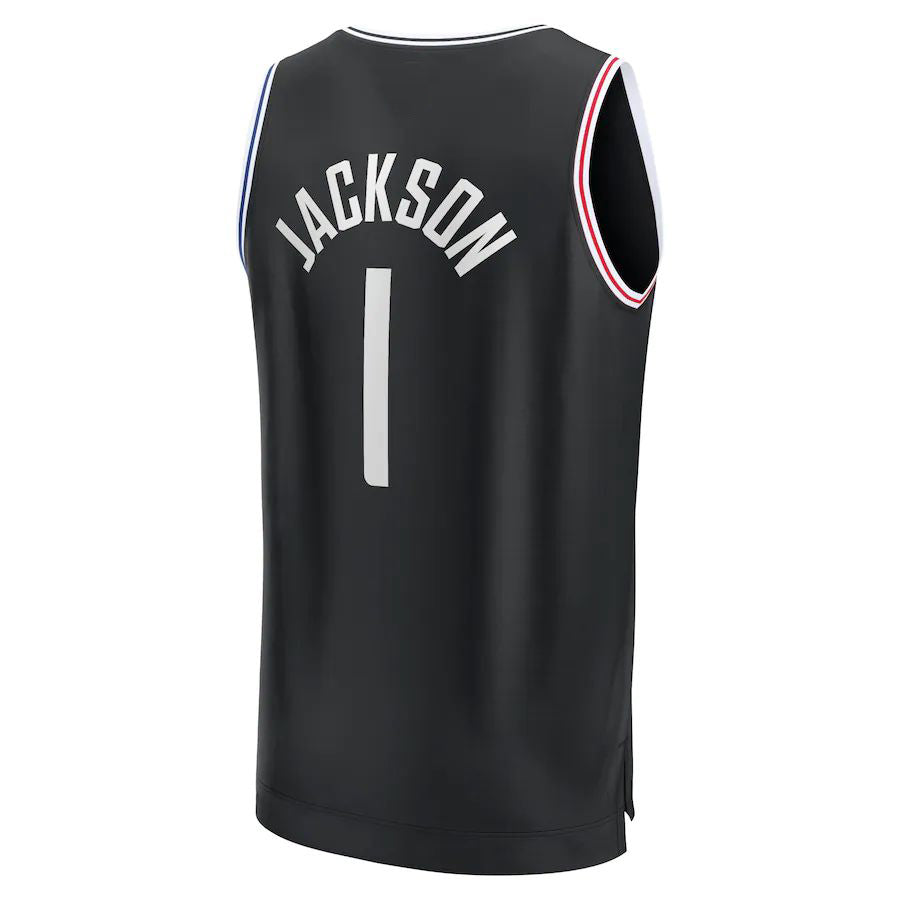 LA.Clippers #1 Reggie Jackson Supporters Branded 2022-23 Fastbreak Jersey City Edition Black Stitched American Basketball Jersey