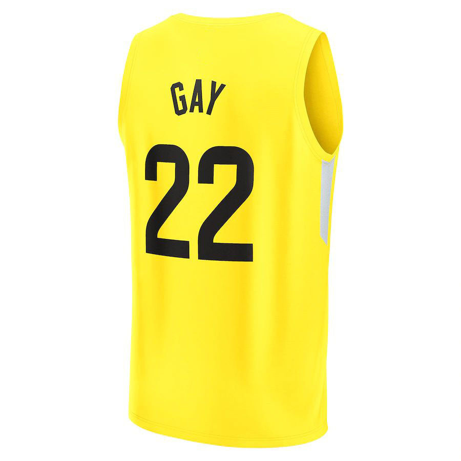 U.Jazz #22 Rudy Gay Supporters Branded 2022-23 Fast Break Replica Player Jersey Icon Edition Yellow Stitched American Basketball Jersey