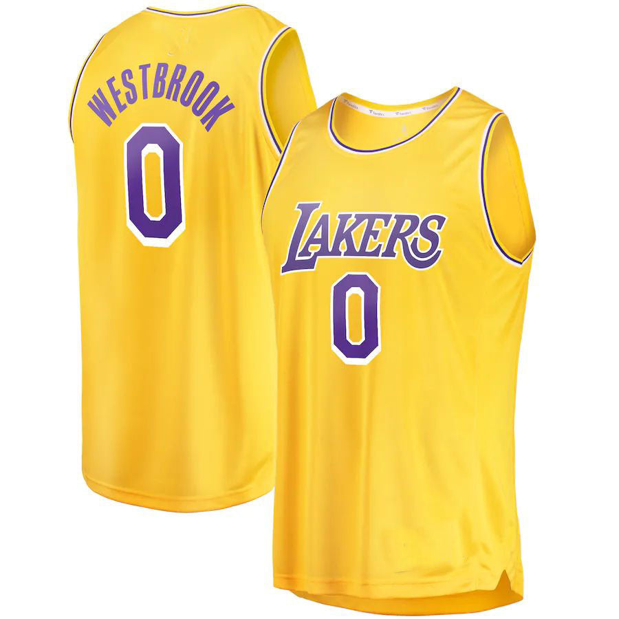 LA.Lakers #0 Russell Westbrook Supporters Branded 2020-21 Fast Break Player Jersey Gold Icon Edition Stitched American Basketball Jersey