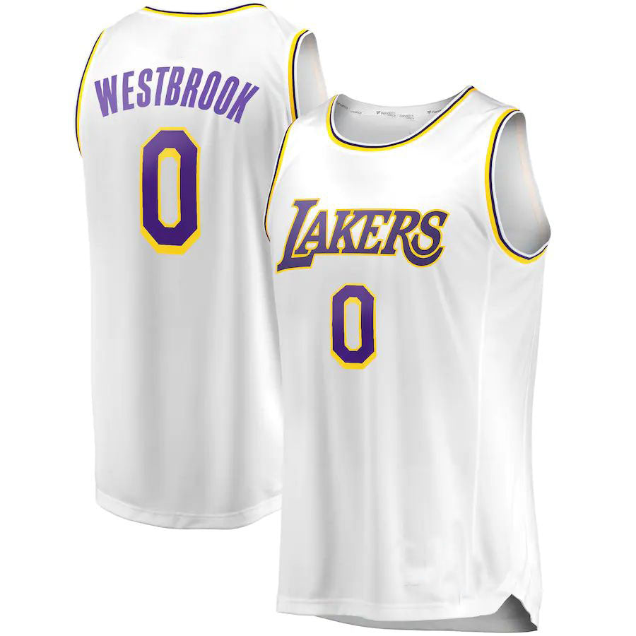 LA.Lakers #0 Russell Westbrook Supporters Branded 2020-21 Fast Break Replica Player Jersey White Association Edition Stitched American Basketball Jersey