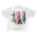T-Shirt Saint Streetwear Tee White Cotton DTG Print Distressed Graphic True To Size