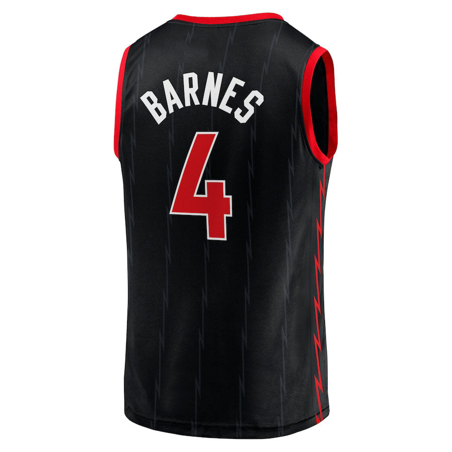 T.Raptors #4 Scottie Barnes Supporters Branded 2022-23 Fast Break Replica Jersey Black Statement Edition Stitched American Basketball Jersey