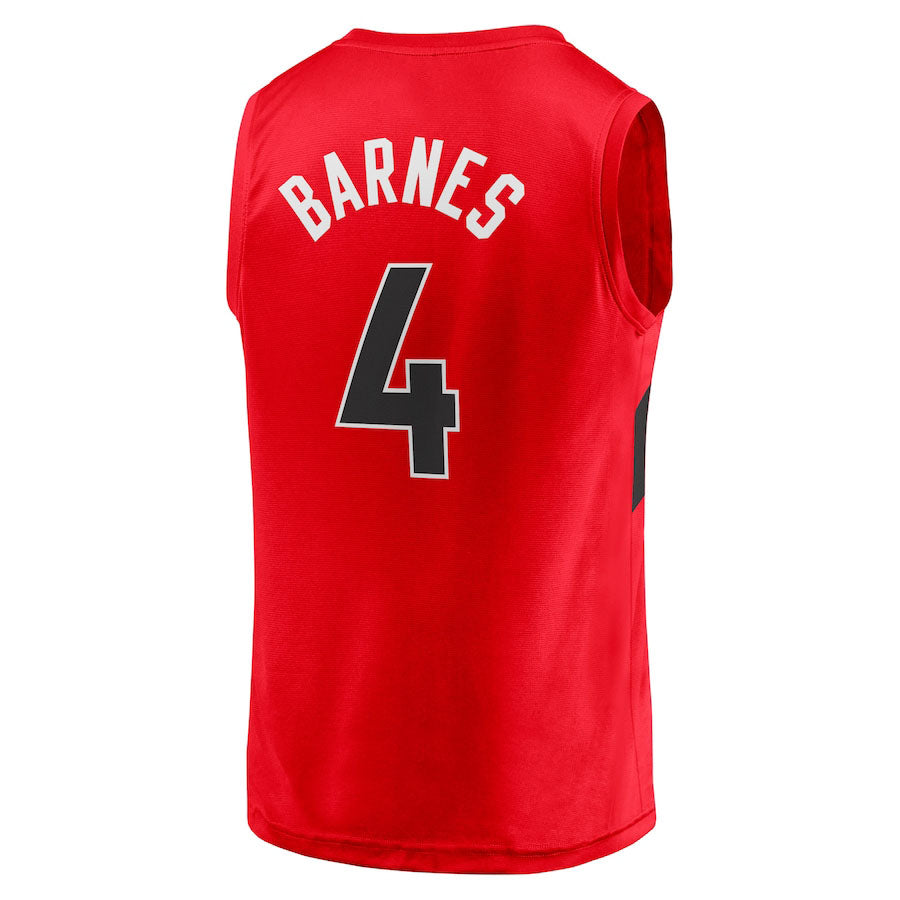 T.Raptors #4 Scottie Barnes Supporters Branded Draft First Round Pick Fast Break Replica Jersey Red Icon Edition Stitched American Basketball Jersey