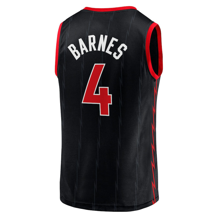 T.Raptors #4 Scottie Barnes Supporters Branded Fast Break Player Jersey Black Statement Edition Stitched American Basketball Jersey