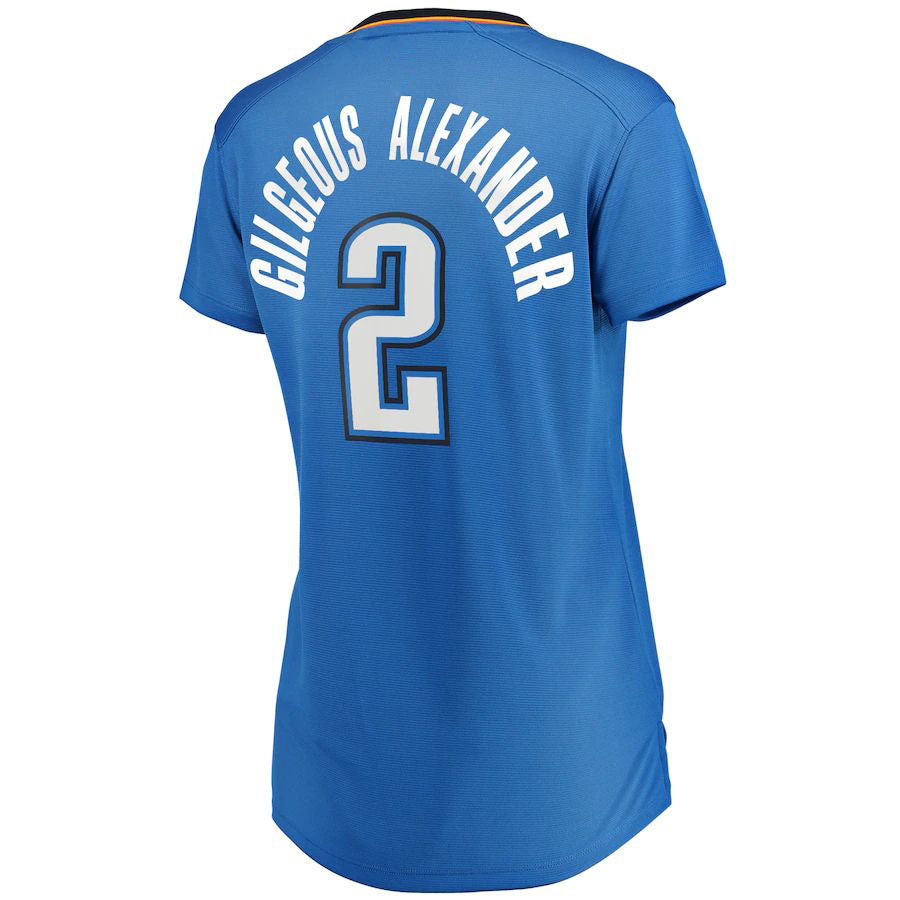 OC.Thunder #2 Shai Gilgeous-Alexander Supporters Branded Women's Fast Break Player Jersey Blue Icon Edition Stitched American Basketball Jersey