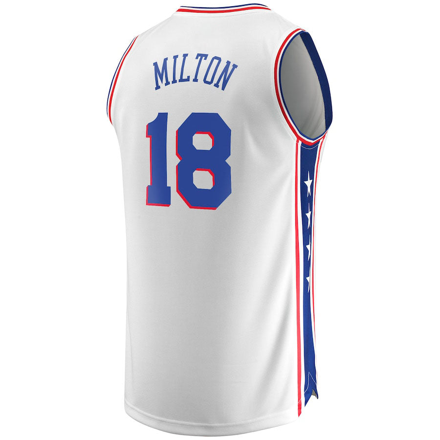 PH.76ers #18 Shake Milton Supporters Branded  Fast Break Replica Player Jersey Association Edition White Stitched American Basketball Jersey