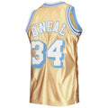 LA.Lakers #34 Shaquille O'Neal Mitchell & Ness 75th Anniversary 1996-97 Hardwood Classics Swingman Jersey Gold Stitched American Basketball Jersey
