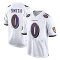 B.Ravens #0 Roquan Smith WHITE Alternate Game Player Jersey Stitched American Football Jerseys