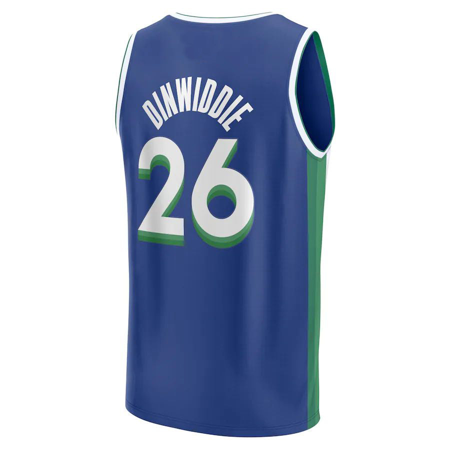 D.Mavericks #26 Spencer Dinwiddie Supporters Branded 2022-23 Fastbreak Jersey City Edition Blue Stitched American Basketball Jersey