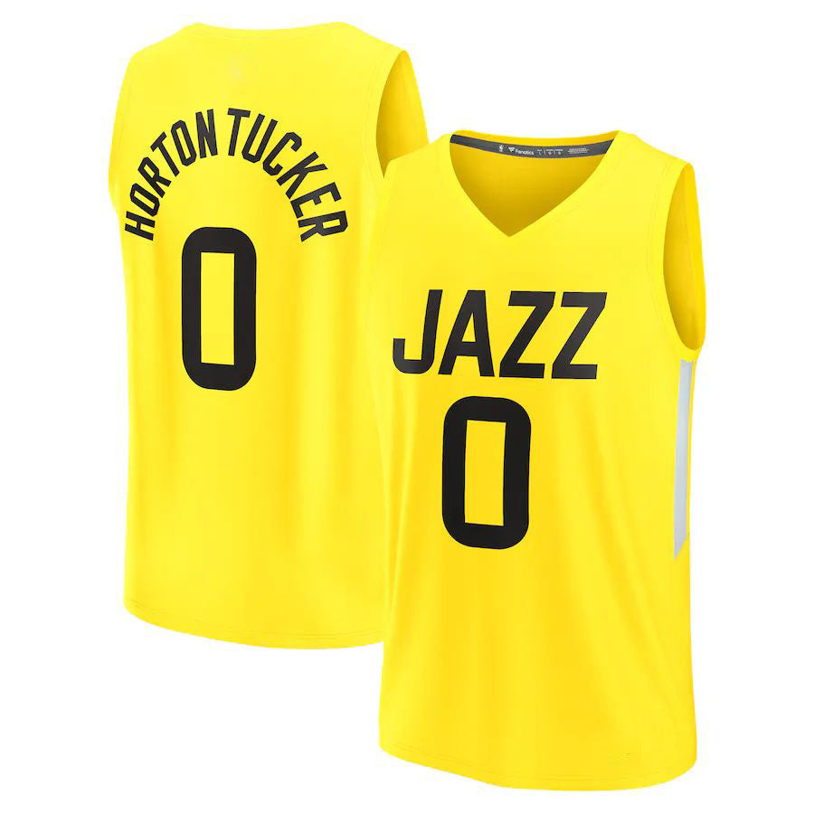 U.Jazz #0 Talen Horton-Tucker Supporters Branded 2022-23 Fast Break Replica Player Jersey Icon Edition Yellow Stitched American Basketball Jersey
