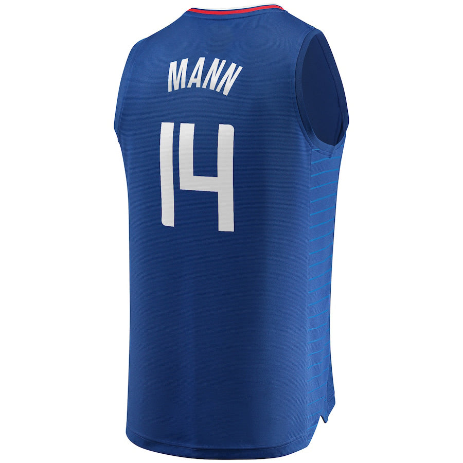 LA.Clippers #14 Terance Mann Supporters Branded Fast Break Replica Jersey Icon Edition Royal Stitched American Basketball Jersey
