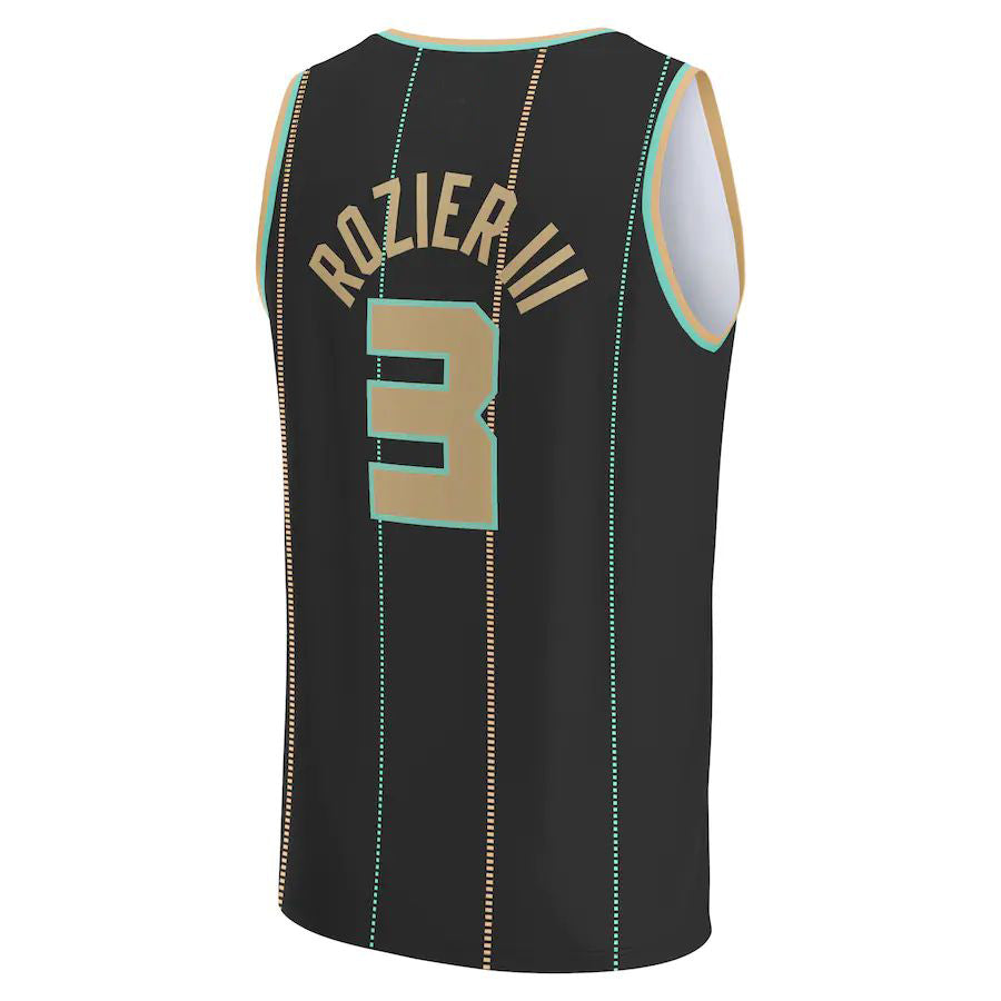 C.Hornets #3 Terry Rozier III Supporters Branded Fastbreak Jersey City Edition Black Stitched American Basketball Jersey