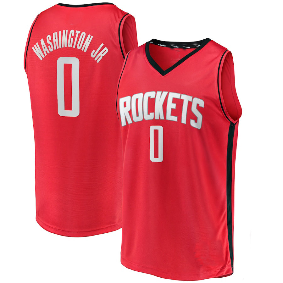 H.Rockets #0 TyTy Washington Jr. Supporters Branded 2022 Draft First Round Pick Fast Break Replica Player Jersey Icon Edition Red Stitched American Basketball Jersey