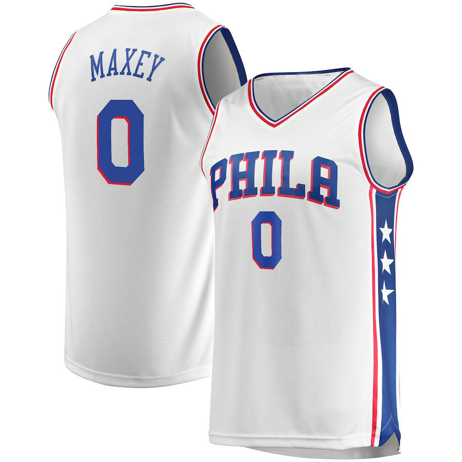 PH.76ers #0 Tyrese Maxey Supporters Branded 2022-23 Fast Break Replica Jersey  White  Association Edition Stitched American Basketball Jersey
