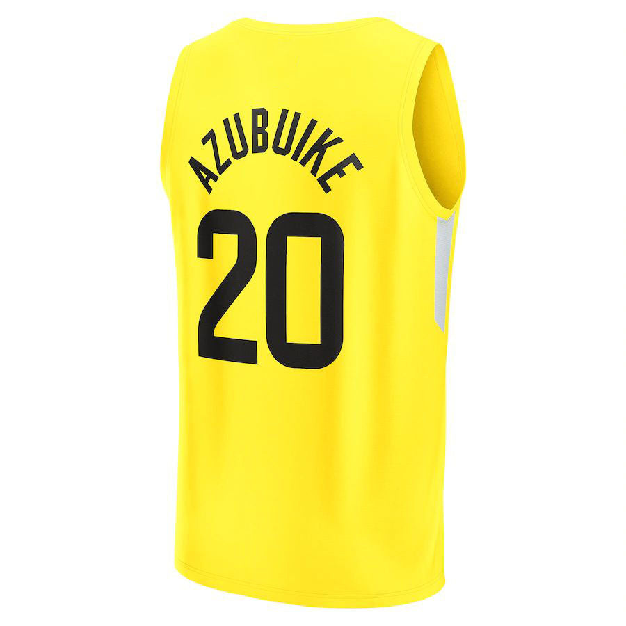U.Jazz #20 Udoka Azubuike Supporters Branded 2022-23 Fast Break Replica Player Jersey Icon Edition Yellow Stitched American Basketball Jersey