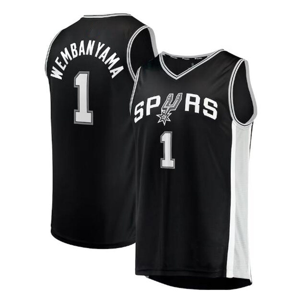 S.Antonio Spurs #1 Victor Wembanyama Supporters Branded 2023 Draft First Round Pick Fast Break Replica Jersey - Icon Edition - Black Stitched American Basketball Jersey