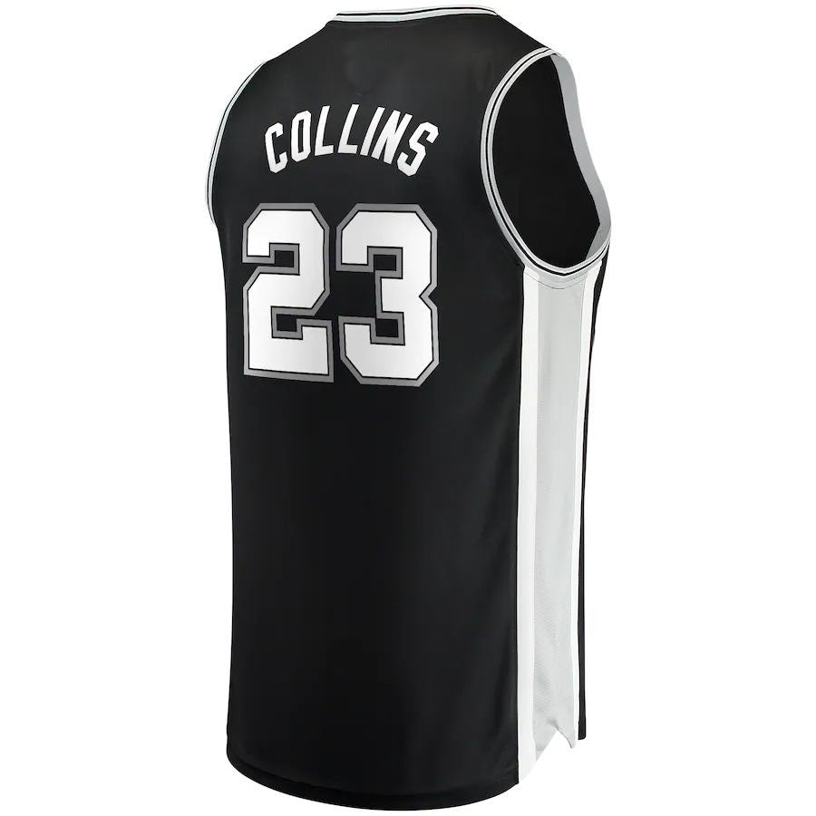 S.Antonio Spurs #23 Zach Collins Supporters Branded 2021-22 Fast Break Replica Jersey Icon Edition Black Stitched American Basketball Jersey