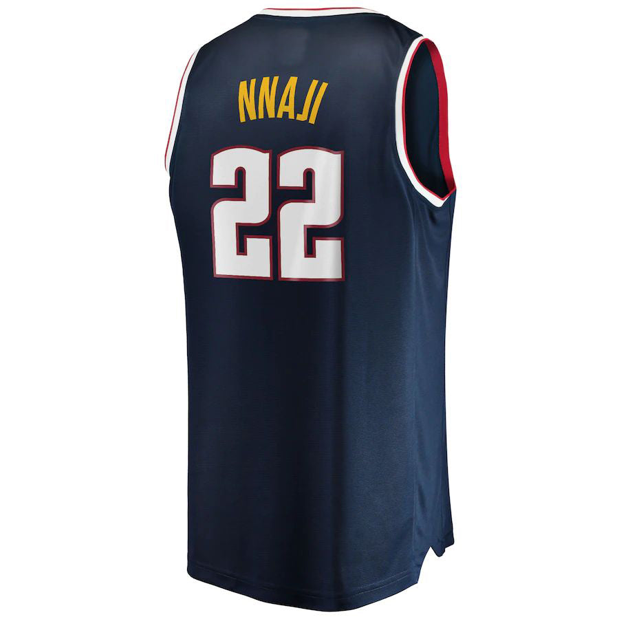 D.Nuggets #22 Zeke Nnaji Supporters Branded 2021-22 Fast Break Replica Jersey Icon Edition Navy Stitched American Basketball Jersey
