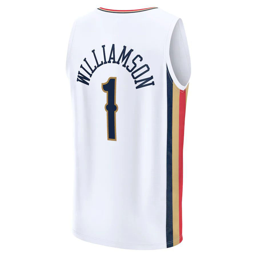 NO.Pelicans #1 Zion Williamson Supporters Branded 2021-22 Fast Break Replica Jersey City Edition White Stitched American Basketball Jersey