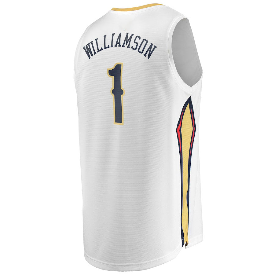 NO.Pelicans #1 Zion Williamson Supporters Branded Replica Fast Break Jersey White Association Edition Stitched American Basketball Jersey