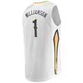 NO.Pelicans #1 Zion Williamson Supporters Branded Replica Fast Break Jersey White Association Edition Stitched American Basketball Jersey