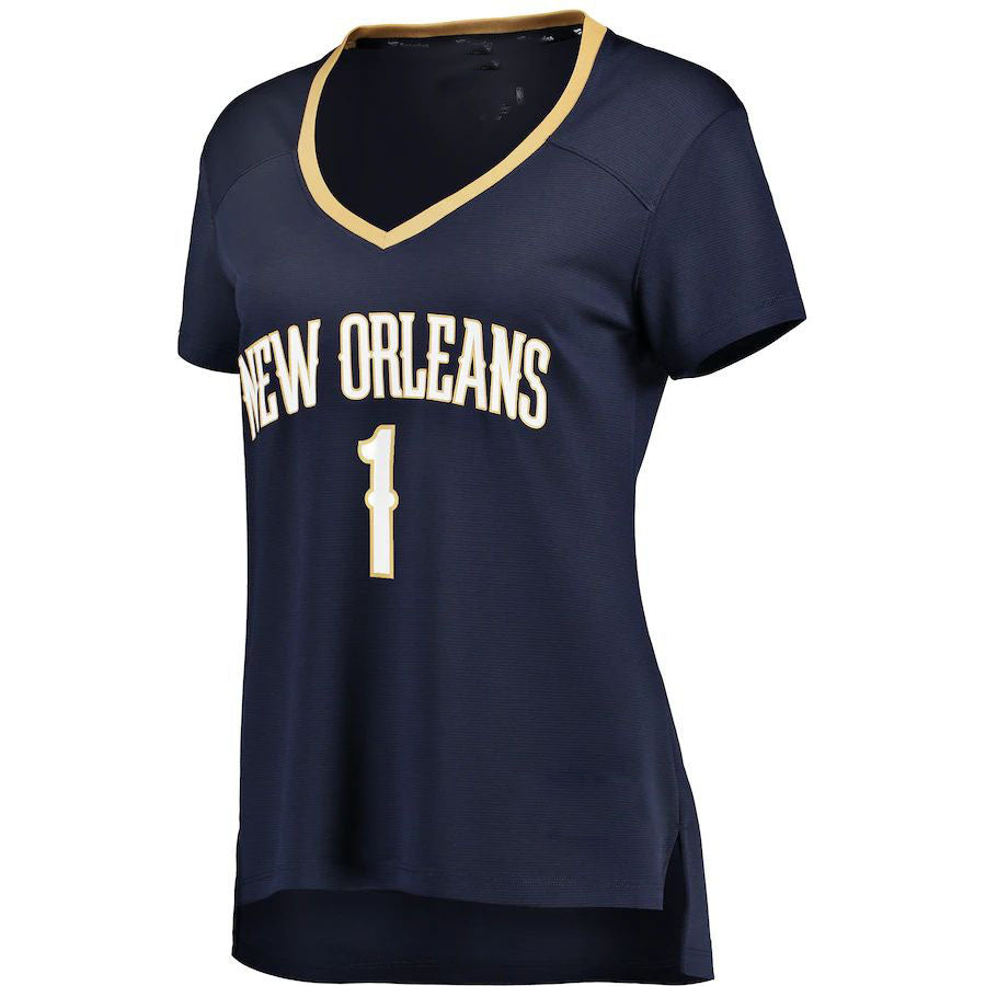 NO.Pelicans #1 Zion Williamson Supporters Branded Women's Fast Break Replica Jersey Icon Edition Navy Stitched American Basketball Jersey