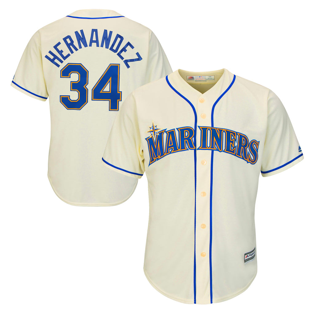 S.Mariners #34 Felix Hernandez Player Cream Majestic Home Cool Base Limited Stitched Jerseys