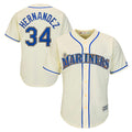 S.Mariners #34 Felix Hernandez Player Cream Majestic Home Cool Base Limited Gdoa Stitched Jerseys