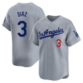 LA.Dodgers #3 Edwin D¨ªaz Player Gray Limited Home Gdoa Stitched Jerseys