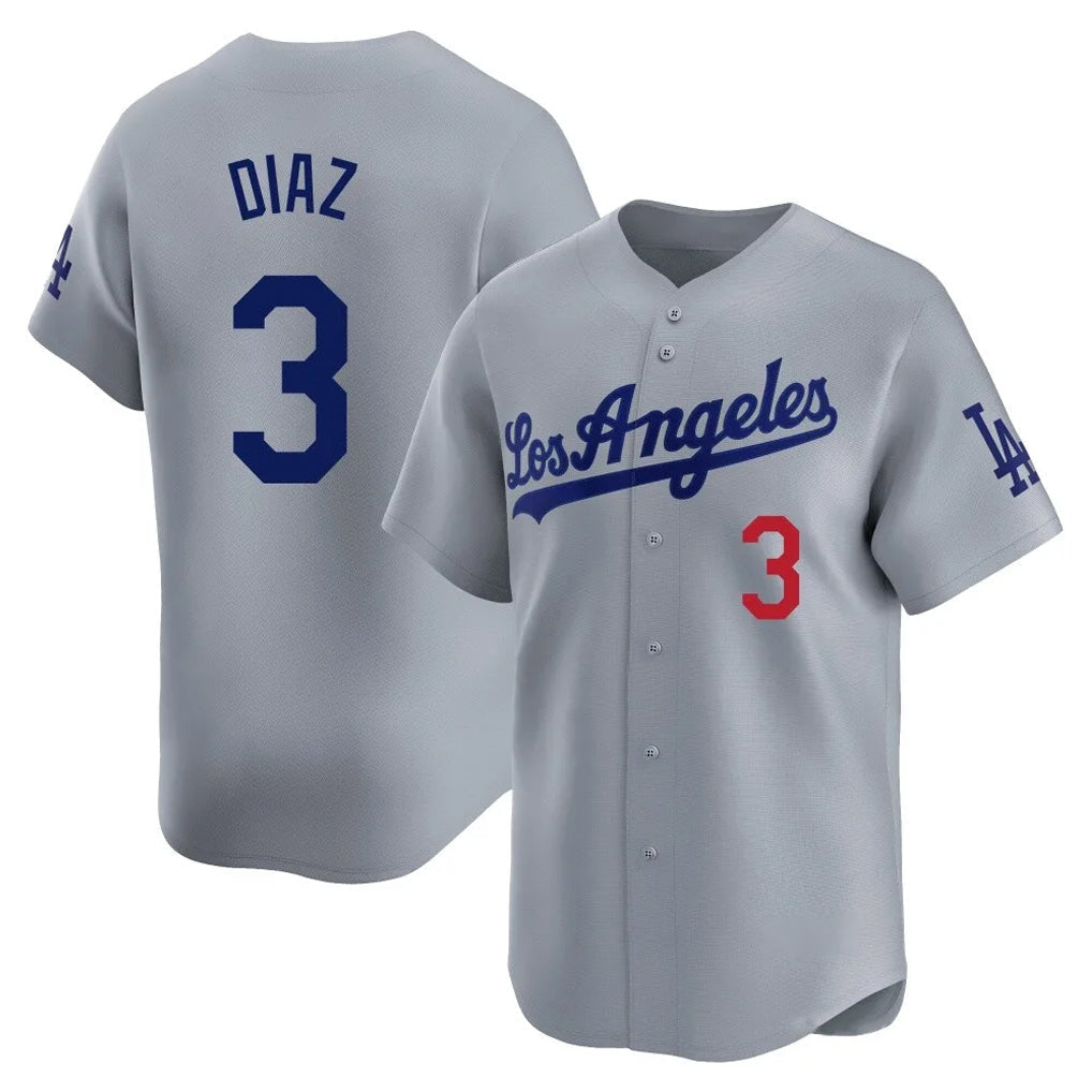 LA.Dodgers #3 Edwin D¨ªaz Player Gray Limited Home Gdoa Stitched Jerseys