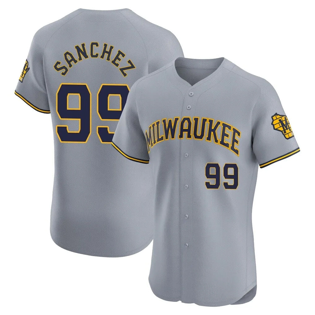 M.Brewers #99 Gary Sanchez Player Gray Home Limited Elite Gdoa Stitched Jerseys