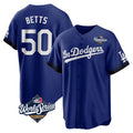 LA.Dodgers #50 Mookie Betts Player Royal World Series City Connect Home Game Gdoa Stitched Jerseys