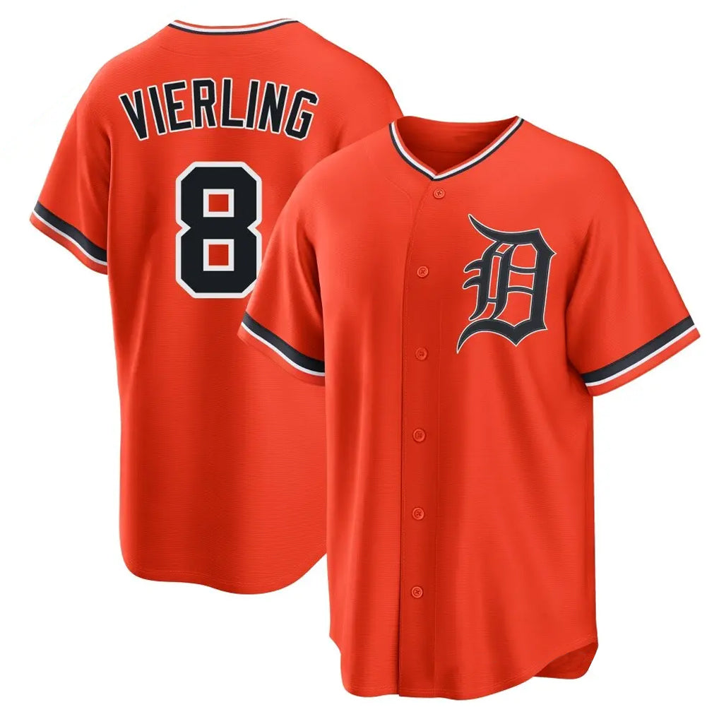 D.Tigers #8 Matt Vierling Player Orange Home Game Gdoa Stitched Jerseys