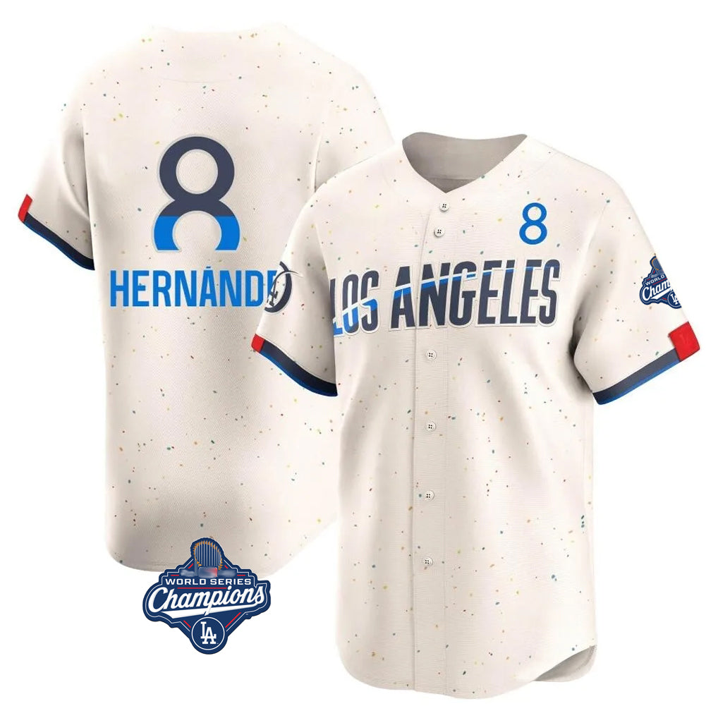 LA.Dodgers #8 Enrique Hern¨¢ndez Player Cream World Series Meet City Connect Limited Home Gdoa Stitched Jerseys