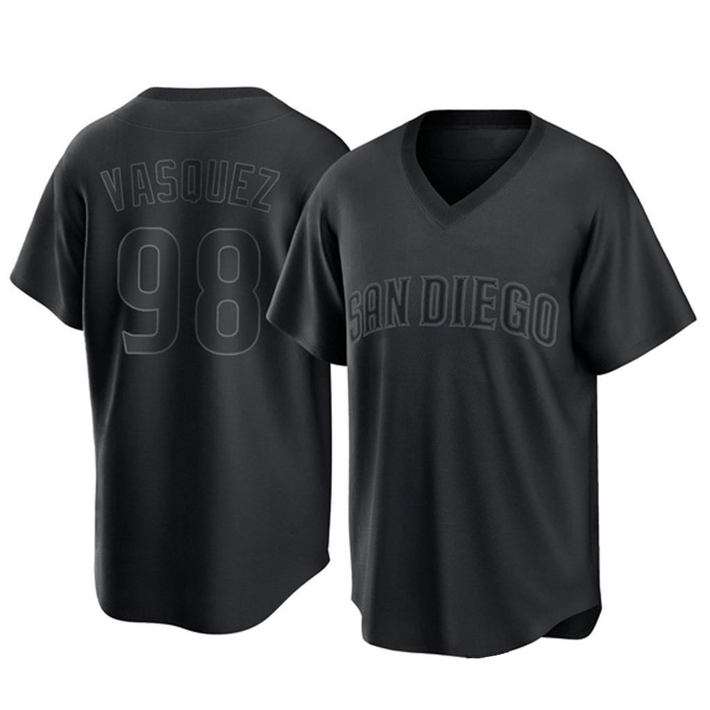 S.Diego Padres #98 Randy Vasquez Player Black Pitch Fashion Game T-shirt Gdoa Stitched Jerseys