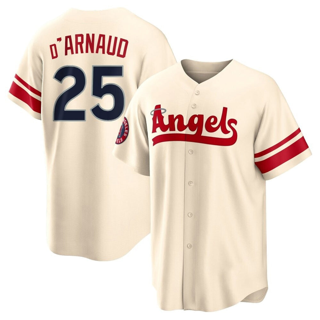 LA.Angels #25 Travis d'Arnaud Player Cream City Connect Home Gdoa Stitched Jerseys