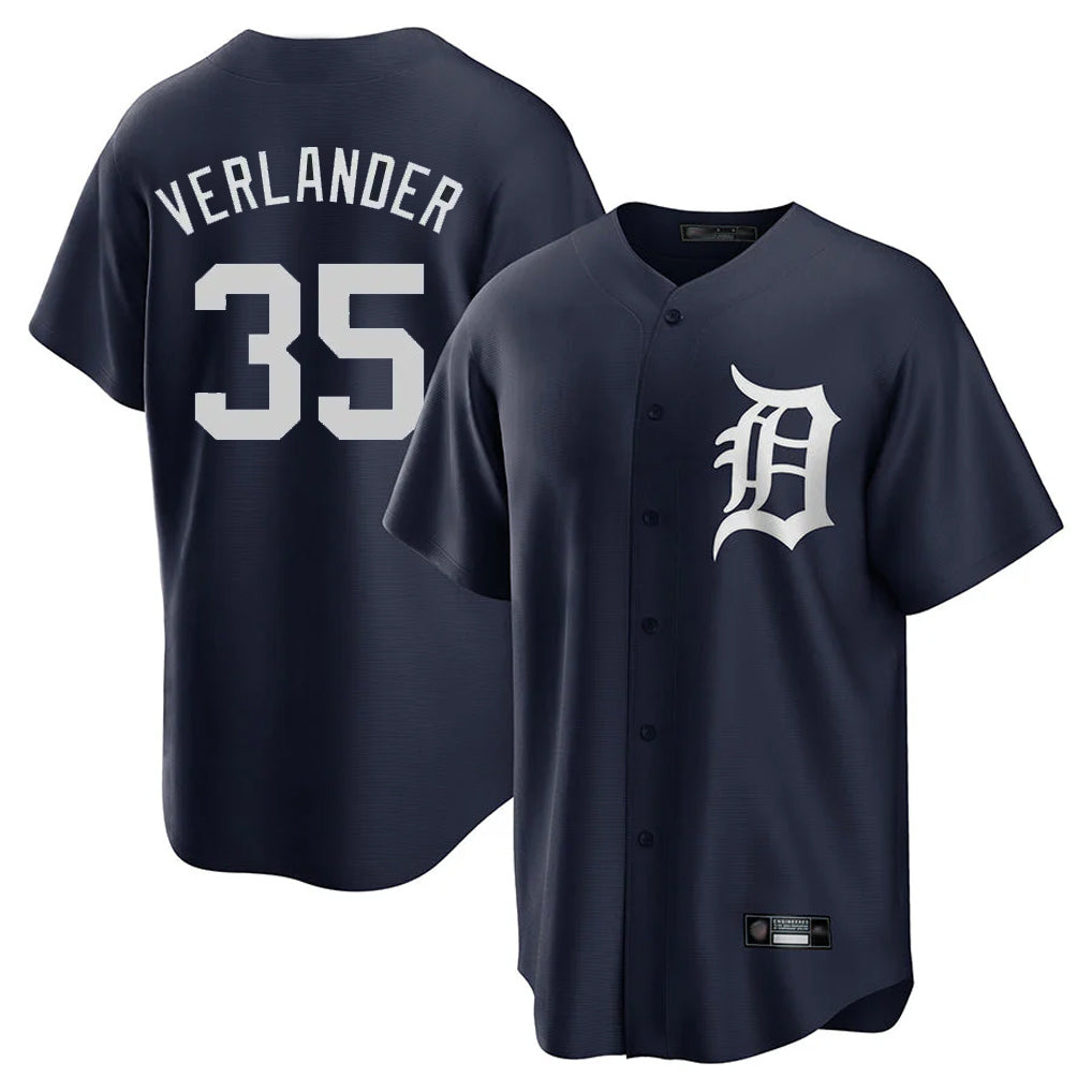 D.Tigers #35 Justin Verlander Player Navy Game Home Gdoa Stitched Jerseys