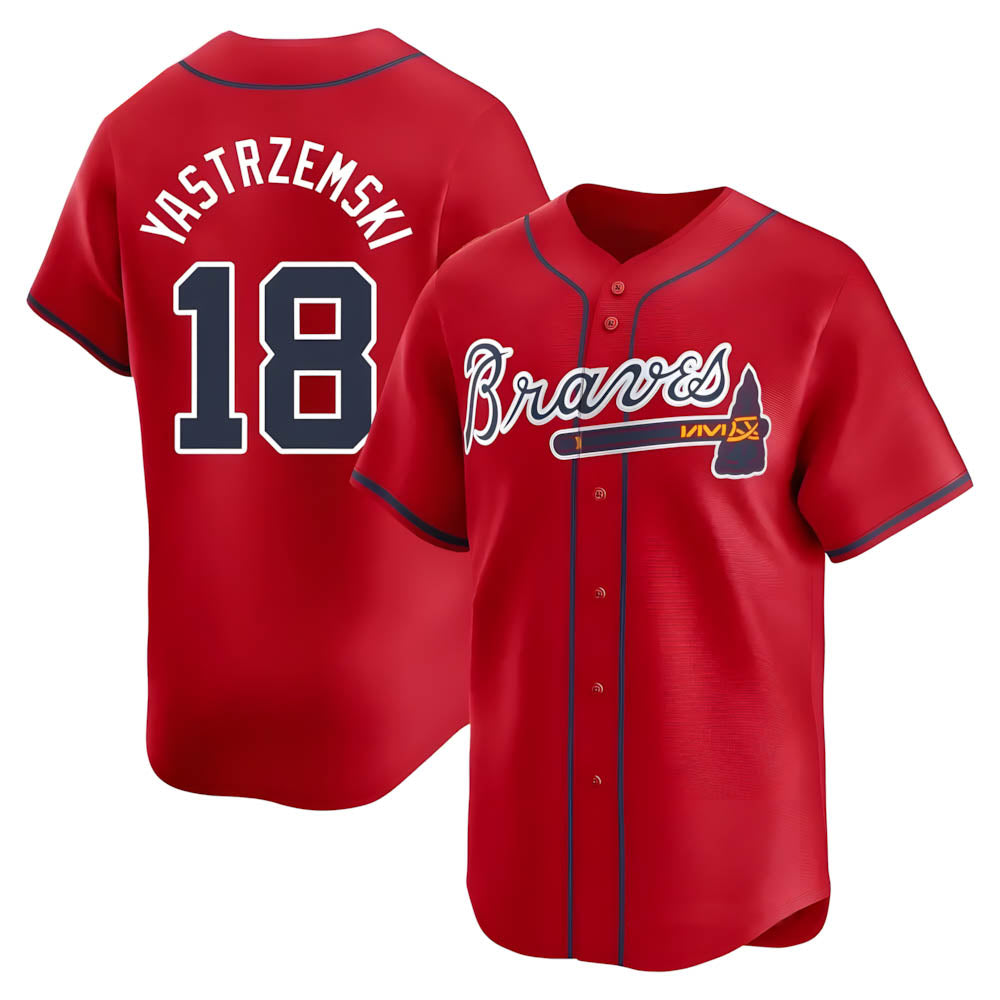 A.Braves #18 Mike Yastrzemski player Red Limited Alternate Stitched Jerseys