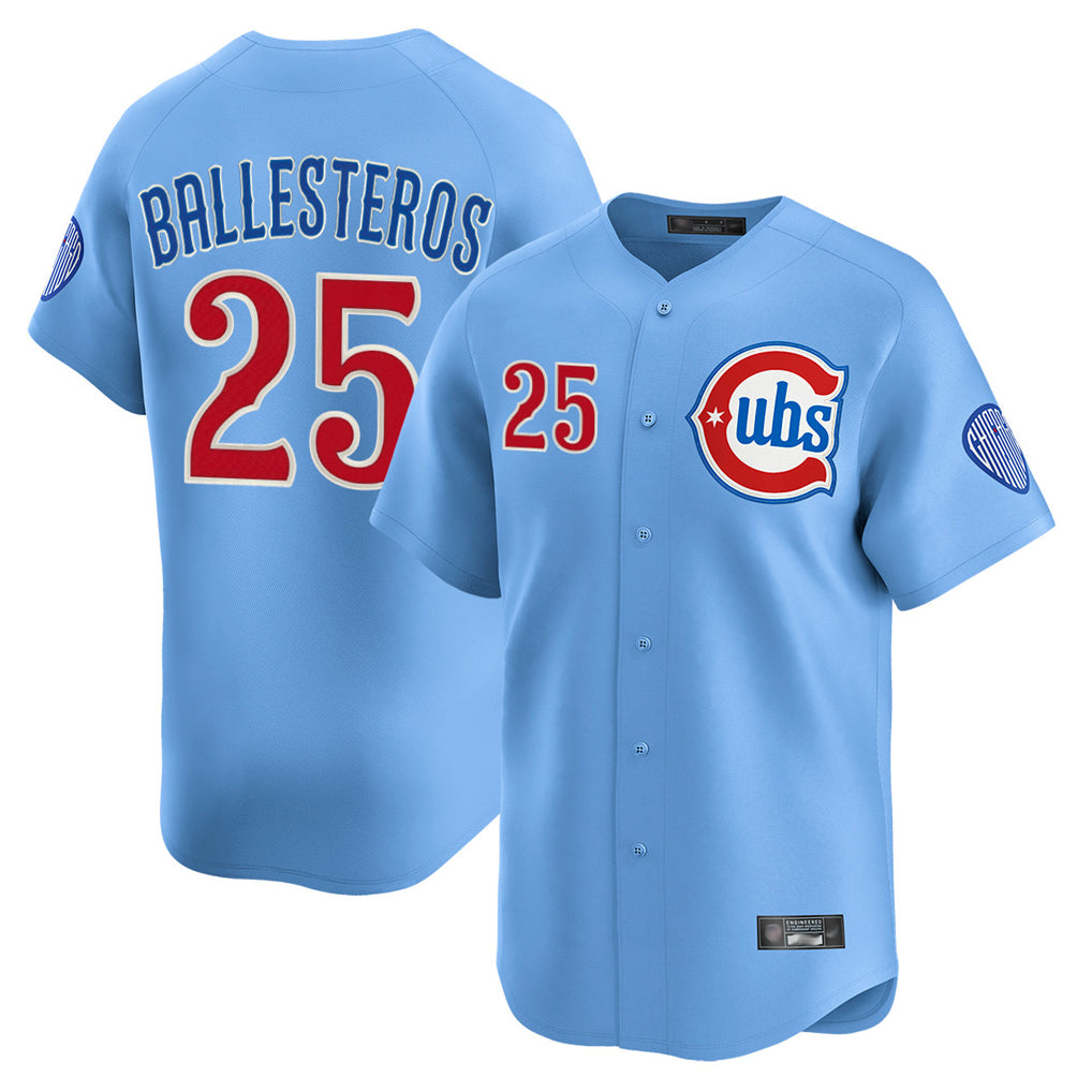 C.Cubs #25 Mois¨¦s Ballesteros Player Light Blue Limited Home Gdoa Stitched Jerseys