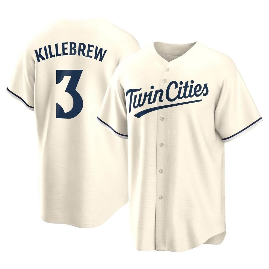 M.Twins #3 Harmon Killebrew Player Cream Game Limited Home Gdoa Stitched Jerseys