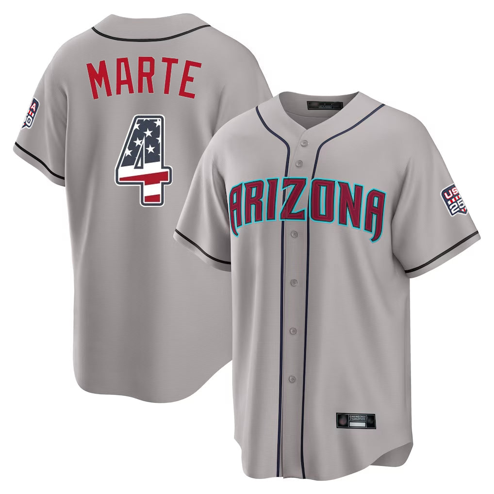 A.Diamondbacks #4 Ketel Marte Player Gray USA 250 Fourth of July Home Game Gdoa250Ys Stitched Jerseys