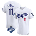 LA.Dodgers #11 Roki Sasaki Player White World Series Meet Limited Elite Home Gdoa Stitched Jerseys