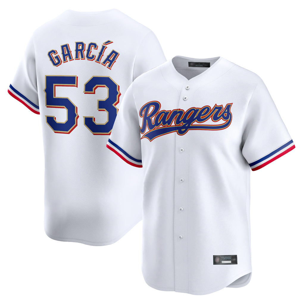 T.Rangers #53 Adolis Garcia Player Gold Home Limited White Stitched Jerseys
